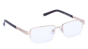 Image 2 of Gold Rectangle Semi-Rimmed Eyeglasses (E1423A1A1|52) from Titan Available at Titan Eye+