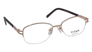 Image 2 of Gold Oval Rimmed Eyeglasses (EW1012WHM1|50) from Titan Available at Titan Eye+