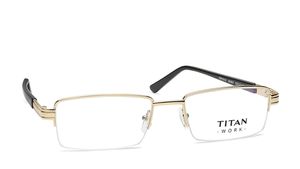 Image 2 of Gold Rectangle Eyeglasses for Men from Titan Available at Titan Eye+