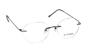 Image 2 of Black Round Rimless Eyeglasses (EW1046MRM1|49) from Titan Available at Titan Eye+