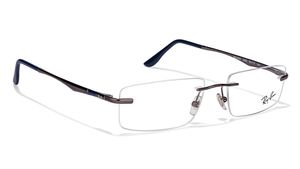 Image 2 of Grey Rectangle Rimless Eyeglasses (RX6266I250253|52) from Rayban Available at Titan Eye+