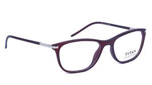 Image 2 of Maroon Wayfarer Rimmed Eyeglasses (T2375C1A1|52) from Titan Available at Titan Eye+