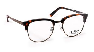 Image 2 of Brown Gun Metal Clubmaster Rimmed Eyeglasses (T2406A1A1|50) from Titan Available at Titan Eye+