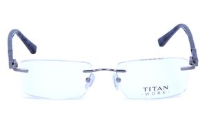 Image 2 of Silver Rectangle Eyeglasses for Men and Women from Titan Available at Titan Eye+
