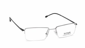 Image 2 of Gun metal Rectangle Semi-Rimmed Eyeglasses (TF1106MHM1|52) from Titan Available at Titan Eye+