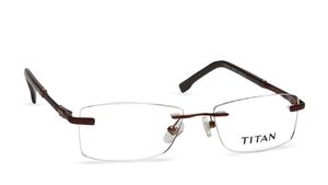 Image 2 of Brown Rectangle Eyeglasses for Men and Women from Titan Available at Titan Eye+