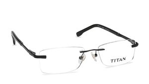 Image 2 of Black Rectangle Rimless Eyeglasses (TF1115MRM2|52) from Titan Available at Titan Eye+