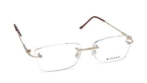 Image 2 of Gold Cateye Rimless Eyeglasses from Aristo Available at Titan Eye+