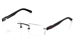 Image 2 of Black Rectangle Rimless Eyeglasses  (TR1190A1A1|52) from Titan Available at Titan Eye+