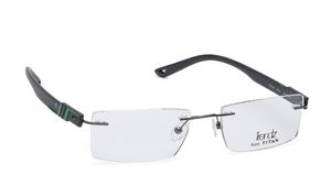 Image 2 of Black Rectangle Rimless Eyeglasses (TR1190B1A1|52) from Titan Available at Titan Eye+
