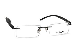 Image 2 of Black Rectangle Eyeglasses for Men and Women from Titan Available at Titan Eye+