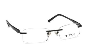Image 2 of Black Rectangle Rimless Eyeglasses (TR1242MRM1|51) from Titan Available at Titan Eye+