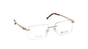 Image 2 of Gold Square Rimless Eyeglasses (TS1028MRM1|54) from Titan Available at Titan Eye+