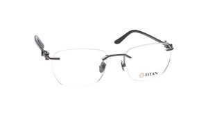 Image 2 of Black Geometry Rimless Men Eyeglasses (TS1043MRP3LBKV|53) from Titan Available at Titan Eye+