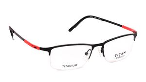 Image 2 of Black Rectangle Semi-Rimmed Eyeglasses (TW1009MHM2|51) from Titan Available at Titan Eye+