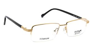 Image 2 of Gold Rectangle Semi-Rimmed Eyeglasses (TW1014MHM1|53) from Titan Available at Titan Eye+