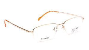 Image 2 of Gold Rectangle Semi-Rimmed Eyeglasses (TW1016WHM2|52) from Titan Available at Titan Eye+