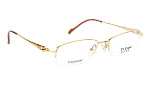 Image 2 of Gold Rectangle Semi-Rimmed Eyeglasses (TW1019WHM1|51) from Titan Available at Titan Eye+
