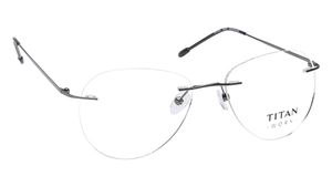 Image 2 of Black Aviator Rimless Eyeglasses  from Titan Available at Titan Eye+