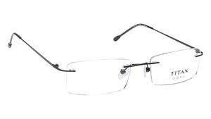 Image 2 of Black Rectangle Rimless Eyeglasses (TW1085MRM1BL|51) from Titan Available at Titan Eye+