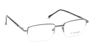 Image 2 of Silver Rectangle Semi-Rimmed Eyeglasses (TW1088MHM1BL|52) from Titan Available at Titan Eye+