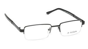 Image 2 of Black Rectangle Semi-Rimmed Eyeglasses for Men from Titan Available at Titan Eye+