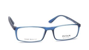Image 2 of Blue Rectangle Eyeglasses for Men and Women from Titan Available at Titan Eye+