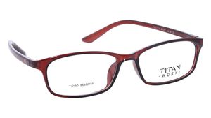 Image 2 of Maroon Rectangle Rimmed Eyeglasses (TW1115WFP1|52) from Titan Available at Titan Eye+