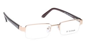 Image 2 of Gold Rectangle Semi-Rimmed Computer glasses from Titan Available at Titan Eye+