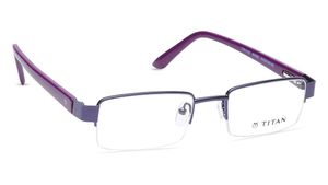 Image 2 of Purple Rectangle Semi-Rimmed Eyeglasses (TW1122WHM2BL|49) from Titan Available at Titan Eye+