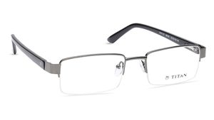 Image 2 of Silver Rectangle Semi-Rimmed Eyeglasses (TW1123MHM2BL|53) from Titan Available at Titan Eye+