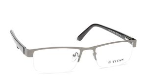 Image 2 of Silver Rectangle Semi-Rimmed Eyeglasses  from Titan Available at Titan Eye+
