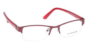 Image 2 of Maroon Rectangle Semi-Rimmed Eyeglasses (TW1127WHM2BL|50) from Titan Available at Titan Eye+