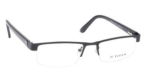 Image 2 of Black Rectangle Semi-Rimmed Eyeglasses (TW1128MHM1|52) from Titan Available at Titan Eye+