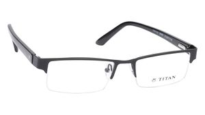 Image 2 of Black Rectangle Semi-Rimmed Computer glasses from Titan Available at Titan Eye+