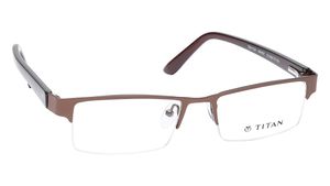 Image 2 of Brown Rectangle Semi-Rimmed Eyeglasses (TW1130MHM2|51) from Titan Available at Titan Eye+