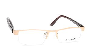 Image 2 of Gold Rectangle Semi-Rimmed Eyeglasses (TW1131MHM1|53) from Titan Available at Titan Eye+