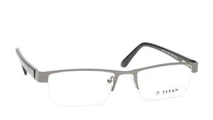 Image 2 of Silver Rectangle Semi-Rimmed Eyeglasses from Titan Available at Titan Eye+