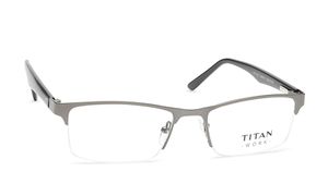 Image 2 of Silver Rectangle Semi-Rimmed Eyeglasses  from Titan Available at Titan Eye+