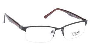 Image 2 of Black Rectangle Semi-Rimmed Eyeglasses (TW1133MHM1BL|52) from Titan Available at Titan Eye+
