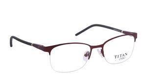 Image 2 of Maroon Clubmaster Semi-Rimmed Eyeglasses (TW1141WHM2|50) from Titan Available at Titan Eye+