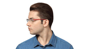 Image 2 of Silver Rectangle Semi-Rimmed Eyeglasses (Y1052A1A1|50) from Titan Available at Titan Eye+