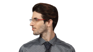 Image 2 of Silver Rectangle Semi-Rimmed Eyeglasses (Y1053A1A1|50) from Titan Available at Titan Eye+