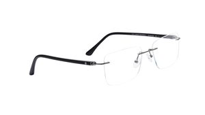 Image 2 of Grey Rectangle Rimless Eyeglasses for Men from Titan Available at Titan Eye+