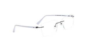 Image 2 of Grey Rectangle Rimless Eyeglasses for Men from Titan Available at Titan Eye+