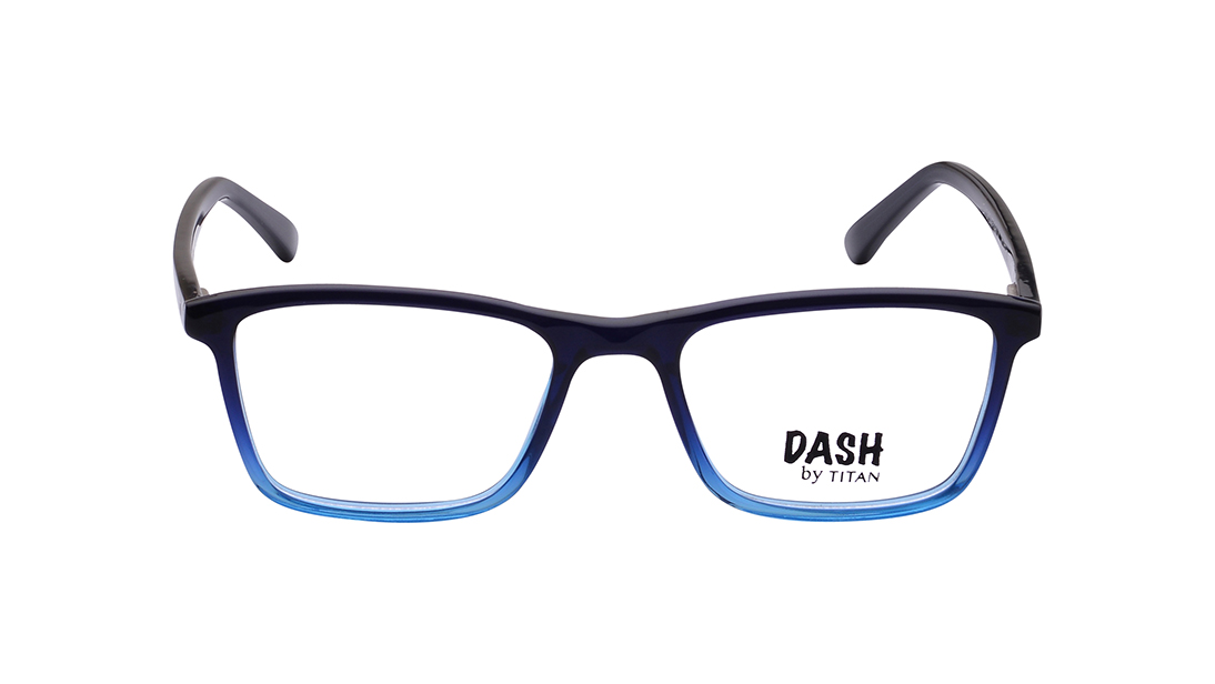 Image 1 of Blue Rectangle Eyeglasses for Kids from Dash Available at Titan Eye+