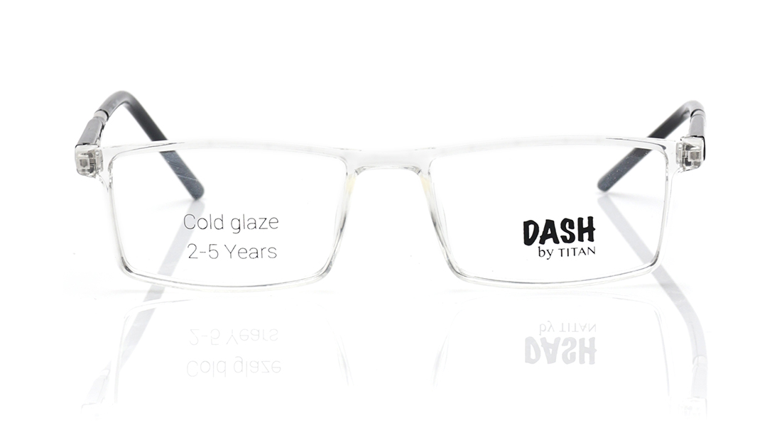 Image 1 of Crystal Rectangle Eyeglasses for Men and Women from Dash Available at Titan Eye+