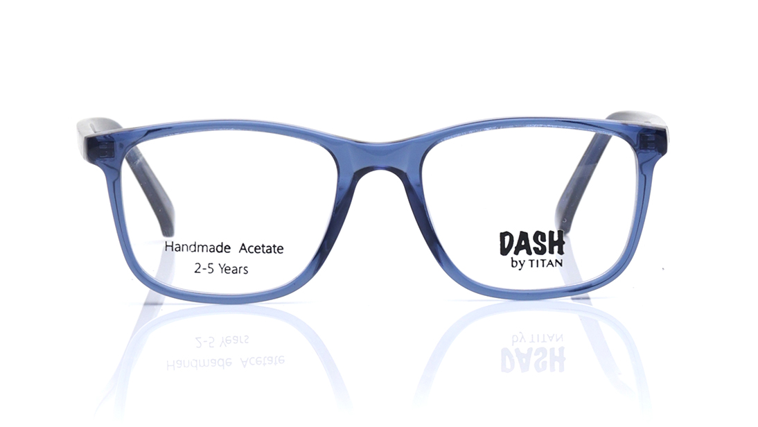 Image 1 of Blue Square Eyeglasses for Kids from Dash Available at Titan Eye+