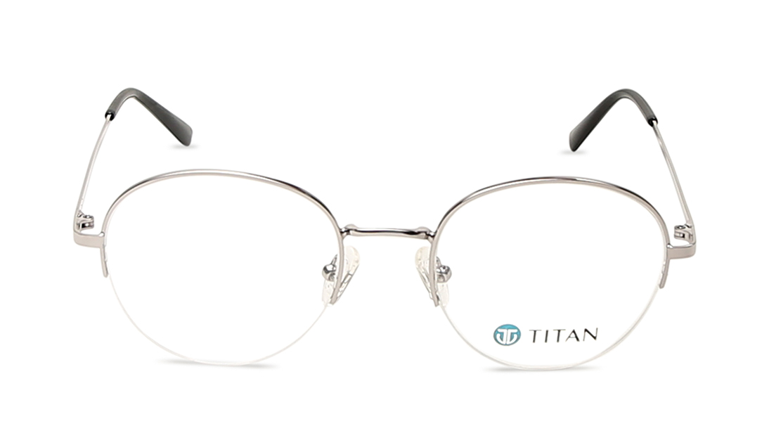 Image 1 of Silver Round Semi-Rimmed Eyeglasses(EW1075MHM2V) from Fastrack Available at Titan Eye+
