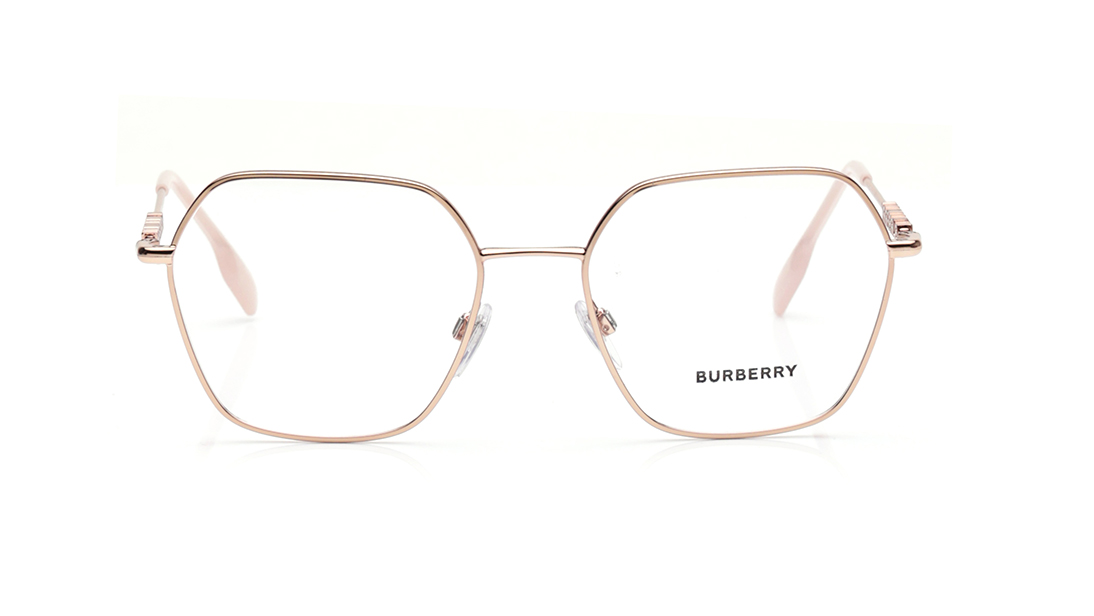 Image 1 of Gold Geometric Rimmed Eyeglasses for Women from Burberry Available at Titan Eye+
